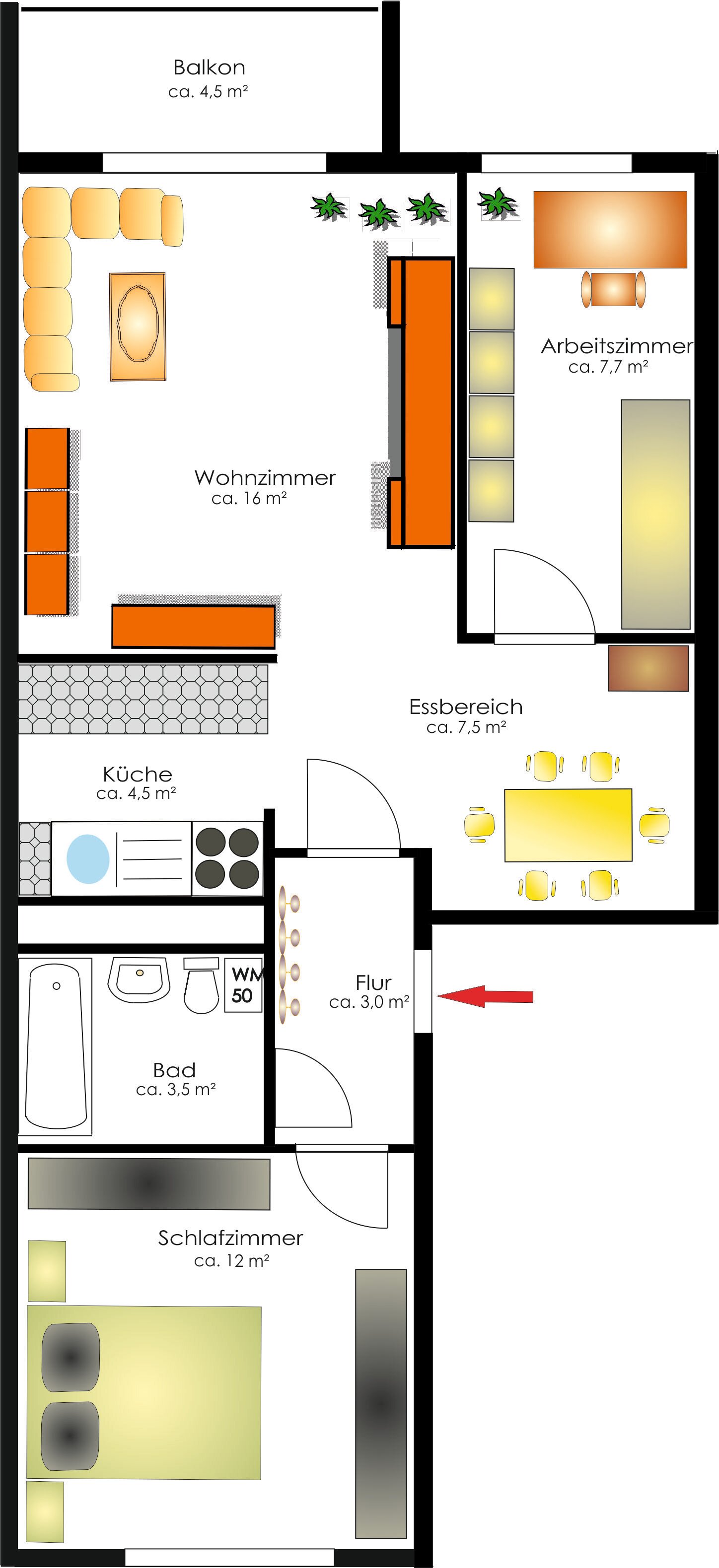 Wohnung zur Miete 301 € 3 Zimmer 56,3 m²<br/>Wohnfläche 5.<br/>Geschoss Südstraße 30 Hohenstein-Ernstthal Hohenstein-Ernstthal 09337