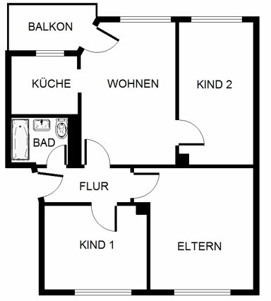 Wohnung zur Miete 439 € 3,5 Zimmer 64,3 m² 1. Geschoss Kerkhofsweg 2 Hassel Gelsenkirchen 45896