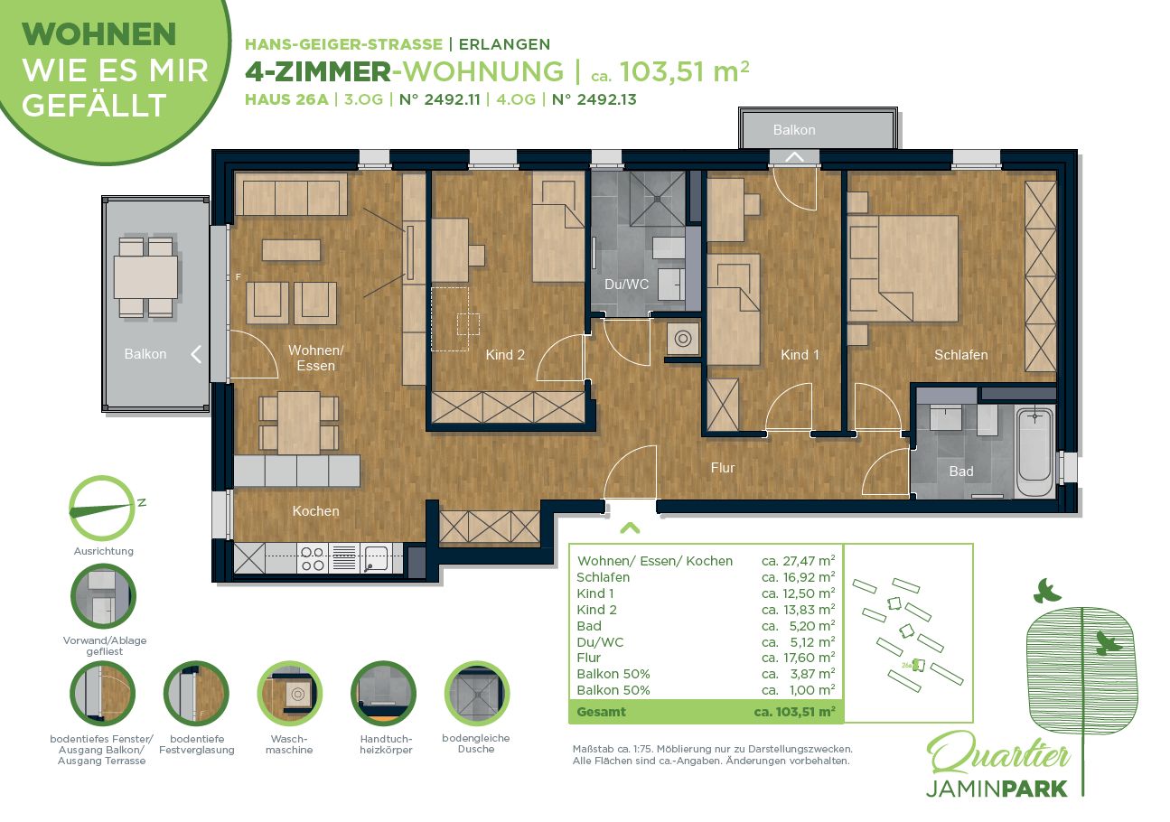 Wohnung zur Miete 900 € 4 Zimmer 103 m²<br/>Wohnfläche ab sofort<br/>Verfügbarkeit Hans-Geiger-Str Rathenau Erlangen 91052