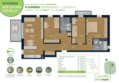 Wohnung zur Miete 900 € 4 Zimmer 103 m² frei ab sofort Hans-Geiger-Str Rathenau Erlangen 91052