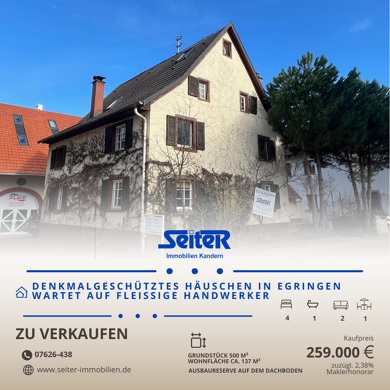 Einfamilienhaus zum Kauf 259.000 € 6 Zimmer 137 m² 500 m² Grundstück frei ab sofort Egringen Efringen-Kirchen 79588