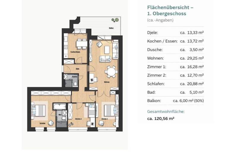 Wohnung zum Kauf 699.000 € 4 Zimmer 120,6 m² 1. Geschoss Pempelfort Düsseldorf /Pempelfort 40479