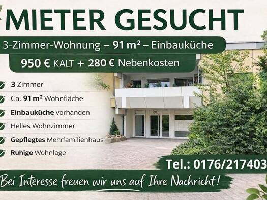 Wohnung zur Miete 950 € 3 Zimmer 91 m² Geschoss 1/8 frei ab 01.07.2026 Eisingen 75239