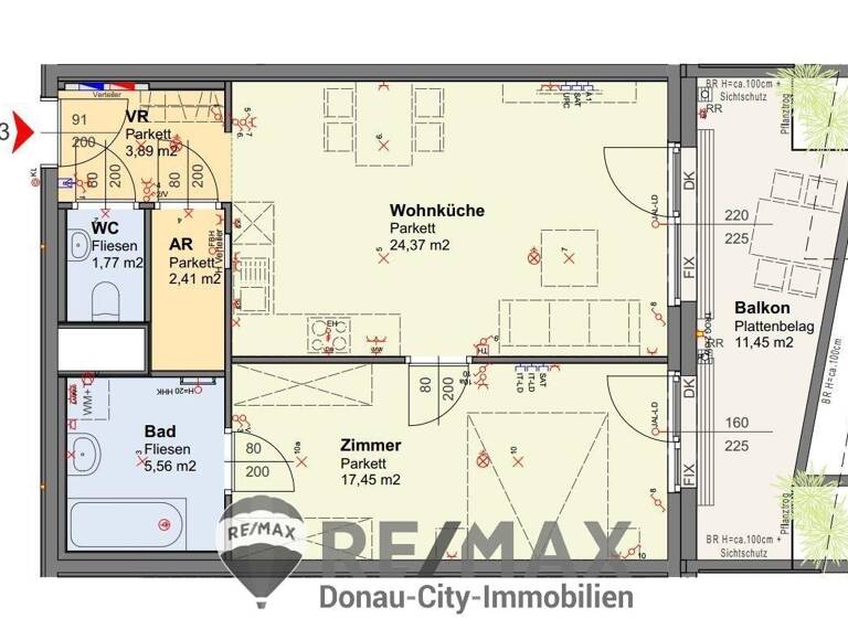 Wohnung zum Kauf 365.000 € 2 Zimmer 56 m² 6. Geschoss frei ab 14.01.2027 Wien 1100