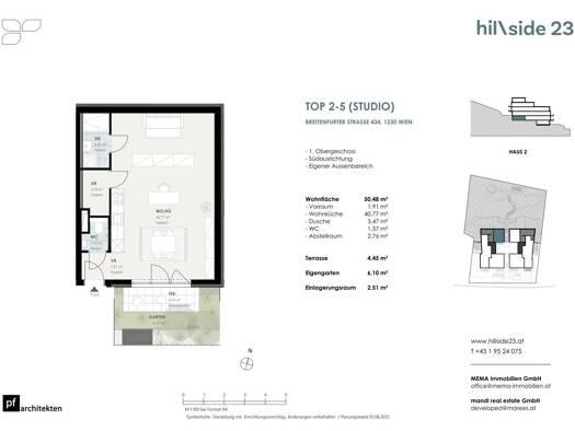 Studio zum Kauf - Erstbezug 274.500 € 1 Zimmer 50,5 m² 1. Geschoss Wien 1230