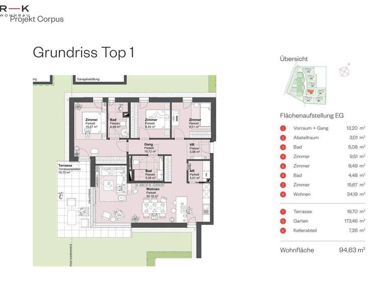 Wohnung zum Kauf - Erstbezug 691.165 € 4 Zimmer 94,6 m² EG Hauptstraße Grödig 5082