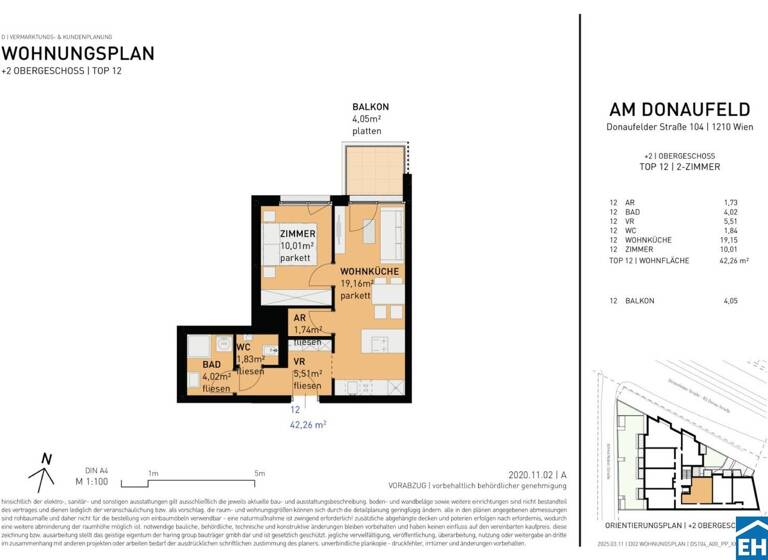 Wohnung zum Kauf - Erstbezug 299.500 € 2 Zimmer 42,3 m² 2. Geschoss Donaufelder Straße Wien 1210