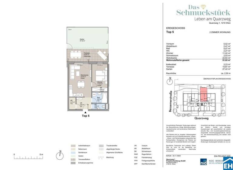 Wohnung zum Kauf - Erstbezug provisionsfrei 329.000 € 2 Zimmer 51 m² EG Quarzweg Wien 1210