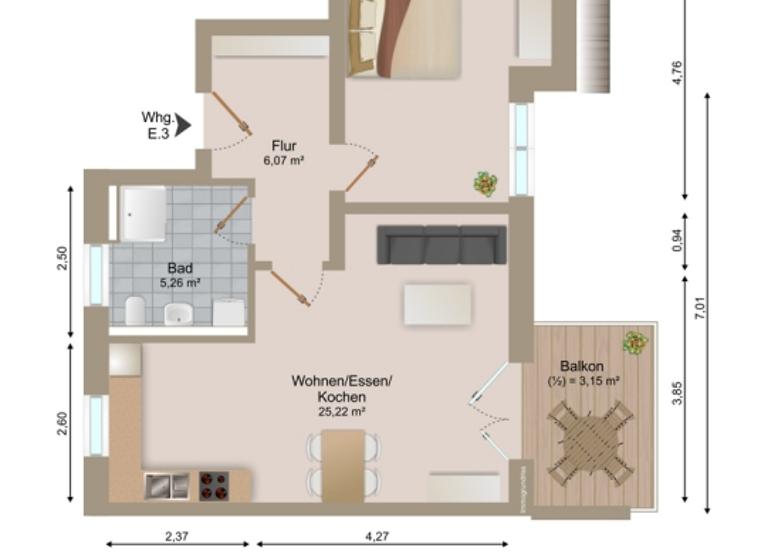 Studio zur Miete - Erstbezug 655 € 2 Zimmer 54,6 m² Mitterfels 94360
