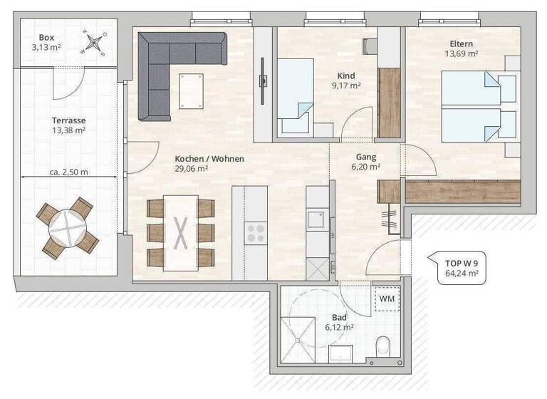 Terrassenwohnung zum Kauf - Erstbezug provisionsfrei 439.000 € 3 Zimmer 64,2 m² 2. Geschoss Wollgrasweg 4 Rankweil 6830