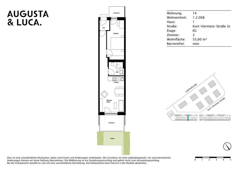 Wohnung zur Miete 935 € 2 Zimmer 55,6 m² EG Kurt-Viermetz-Straße 3c Innenstadt Augsburg 86150