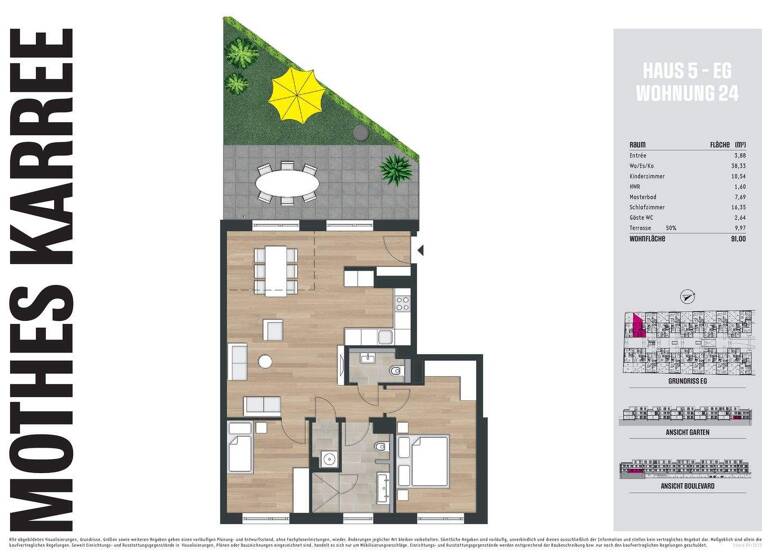 Terrassenwohnung zum Kauf provisionsfrei als Kapitalanlage geeignet 635.000 € 3 Zimmer 91 m² Suitbertusstraße 149 Bilk Düsseldorf 40210