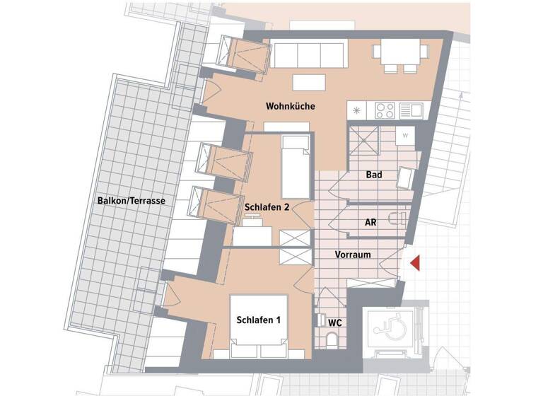 Terrassenwohnung zum Kauf - Erstbezug 400.000 € 3 Zimmer 61,6 m² 3. Geschoss Wien 1230
