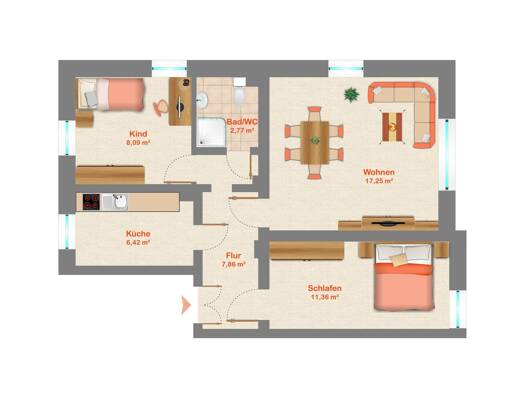 Wohnung zum Kauf 79.000 € 3 Zimmer 54 m² Freital Freital 01705