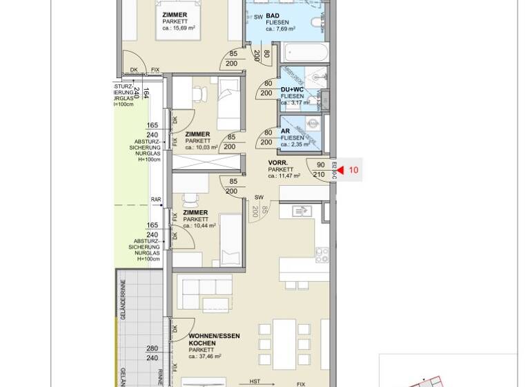 Wohnung zum Kauf 850.000 € 4 Zimmer 98,3 m² 1. Geschoss Kinkstraße St. Martin Klagenfurt am Wörthersee 9020