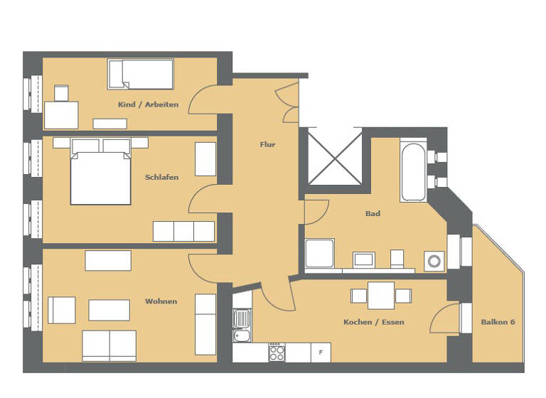 Wohnung zum Kauf 299.000 € 3 Zimmer 87,4 m²<br/>Wohnfläche 1.<br/>Geschoss Gohlis-Mitte Leipzig 04157