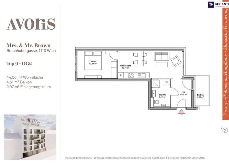 Wohnung zum Kauf - Erstbezug provisionsfrei 243.000 € 2 Zimmer 44,1 m² 2. Geschoss Braunhubergasse Wien 1110