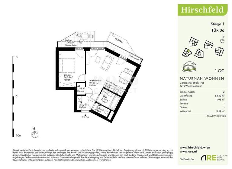 Wohnung zum Kauf - Erstbezug provisionsfrei 315.000 € 2 Zimmer 53,1 m² Wien 1210