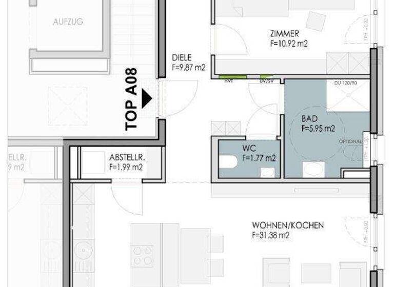 Wohnung zum Kauf - Erstbezug 614.100 € 3 Zimmer 77,4 m² 2. Geschoss Bahnhofstraße 24a, b, c Baumkirchen 6121
