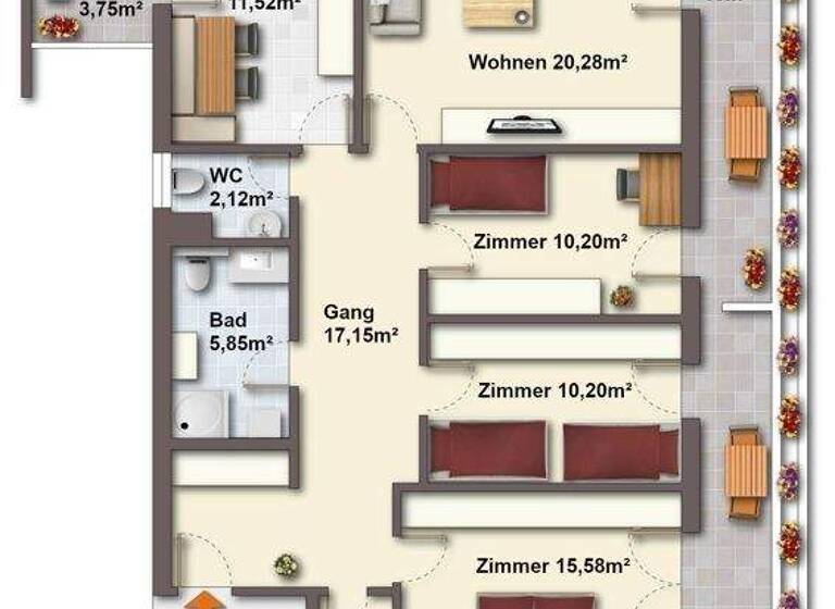 Wohnung zum Kauf 395.000 € 4,5 Zimmer 95 m² 1. Geschoss Im Brühl 38 Feldkirch 6800