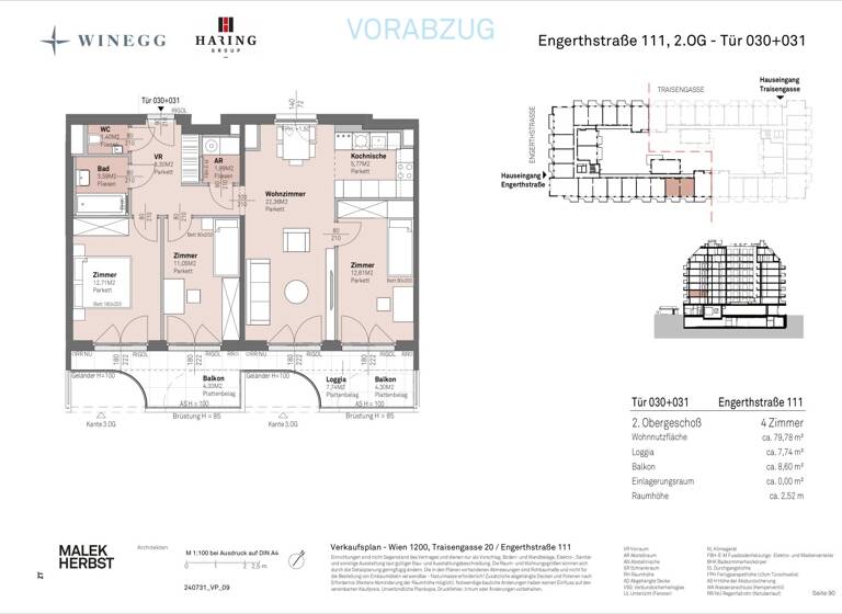 Wohnung zum Kauf - Erstbezug 526.200 € 4 Zimmer 79,8 m² 2. Geschoss Traisengasse 20-22 Wien 1200