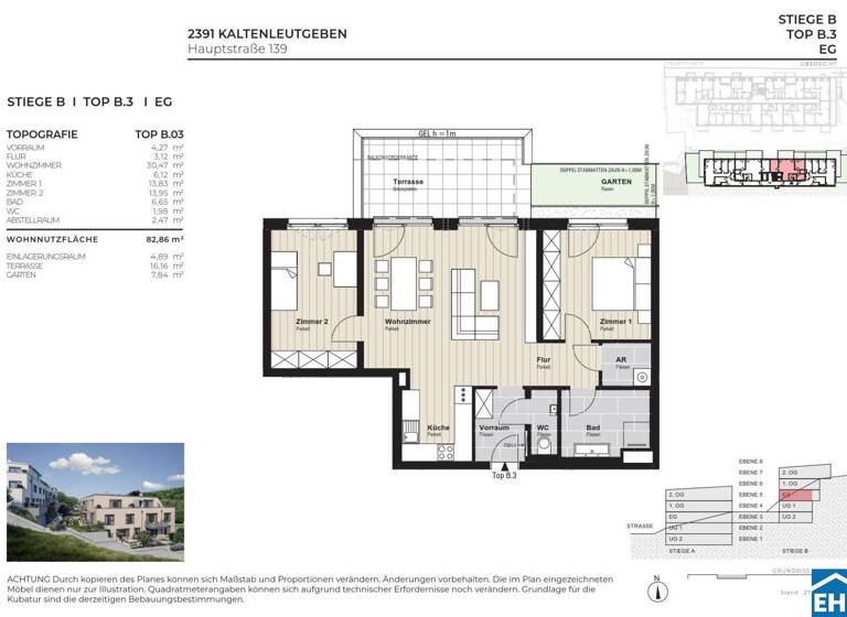 Wohnung zum Kauf - Neubau 449.000 € 3 Zimmer 82,9 m²<br/>Wohnfläche EG<br/>Geschoss Hauptstraße Kaltenleutgeben 2391
