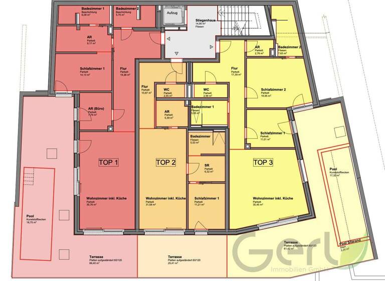 Terrassenwohnung zum Kauf - Erstbezug 989.000 € 3 Zimmer 103,2 m² Bergheim 5101