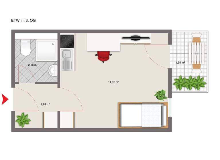 Studio zum Kauf 45.000 € 1 Zimmer 20,8 m² Stadtfeld Ost Magdeburg 39108