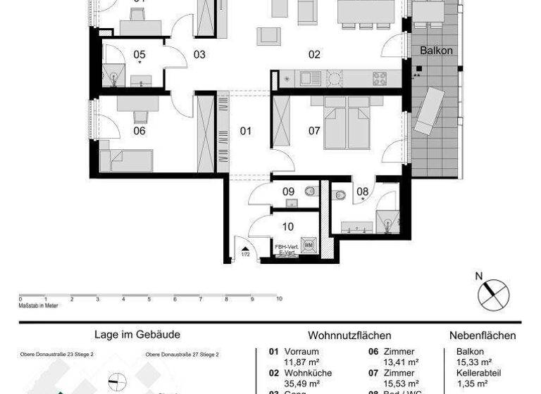 Wohnung zum Kauf - Erstbezug provisionsfrei 1.065.000 € 4 Zimmer 107,8 m² 5. Geschoss Obere Donaustraße Wien 1020
