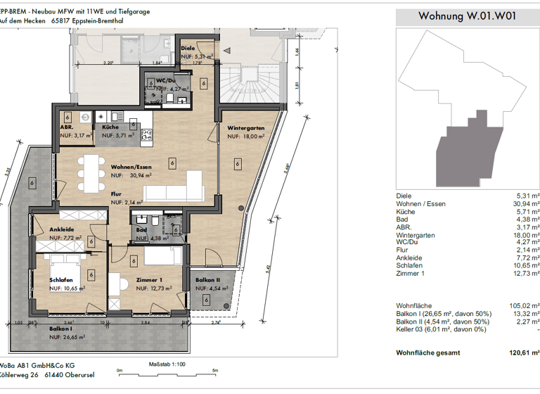 Wohnung zum Kauf - Erstbezug 627.000 € 4 Zimmer 120,6 m² Bremthal Eppstein 65817
