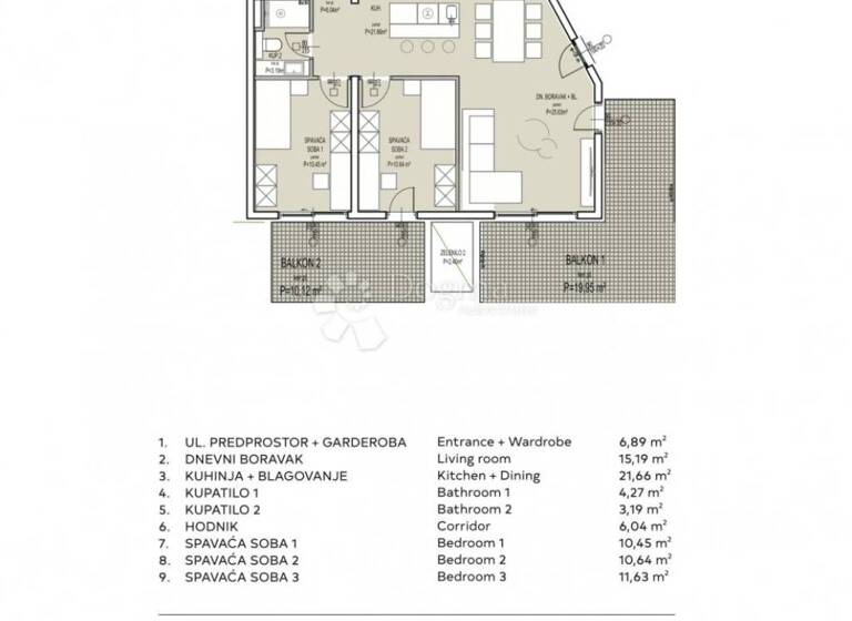 Wohnung zum Kauf 685.620 € 4 Zimmer 105 m² 2. Geschoss Znjan - Stobrec