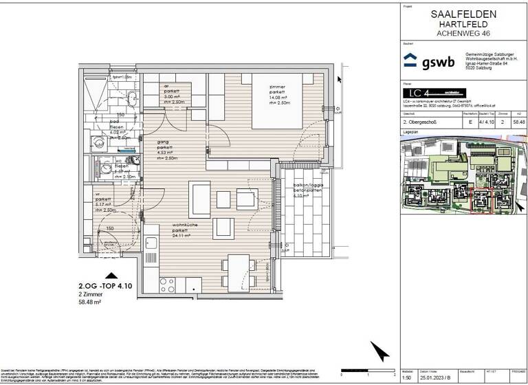 Wohnung zum Kauf - Erstbezug provisionsfrei 348.821 € 2 Zimmer 58,5 m² 2. Geschoss Achenweg 46 Saalfelden am Steinernen Meer 5760