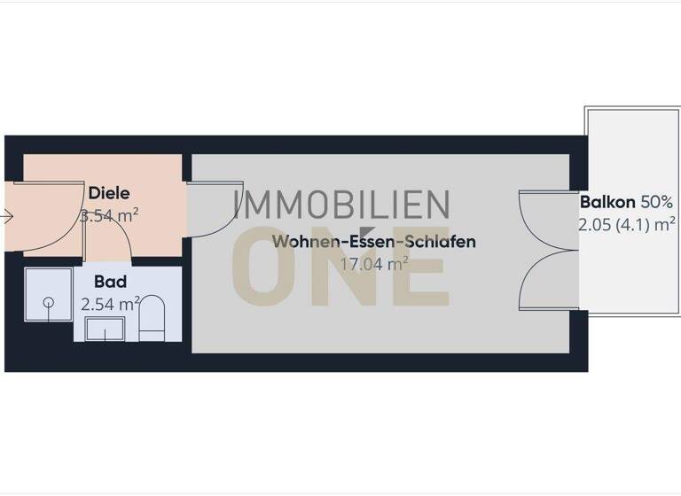 Studio zur Miete 435 € 1 Zimmer 25,4 m² 1. Geschoss Amberger Straße 129 Sallern-Gallingkofen Regensburg / Gallingkofen 93057