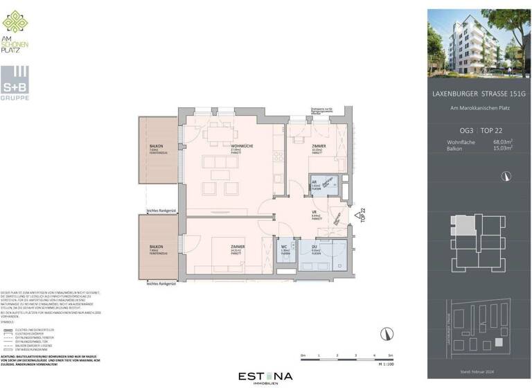 Wohnung zum Kauf - Erstbezug 640.000 € 3 Zimmer 68 m² 3. Geschoss Am marokkanischen Platz / Laxenburger Straße Wien 1100