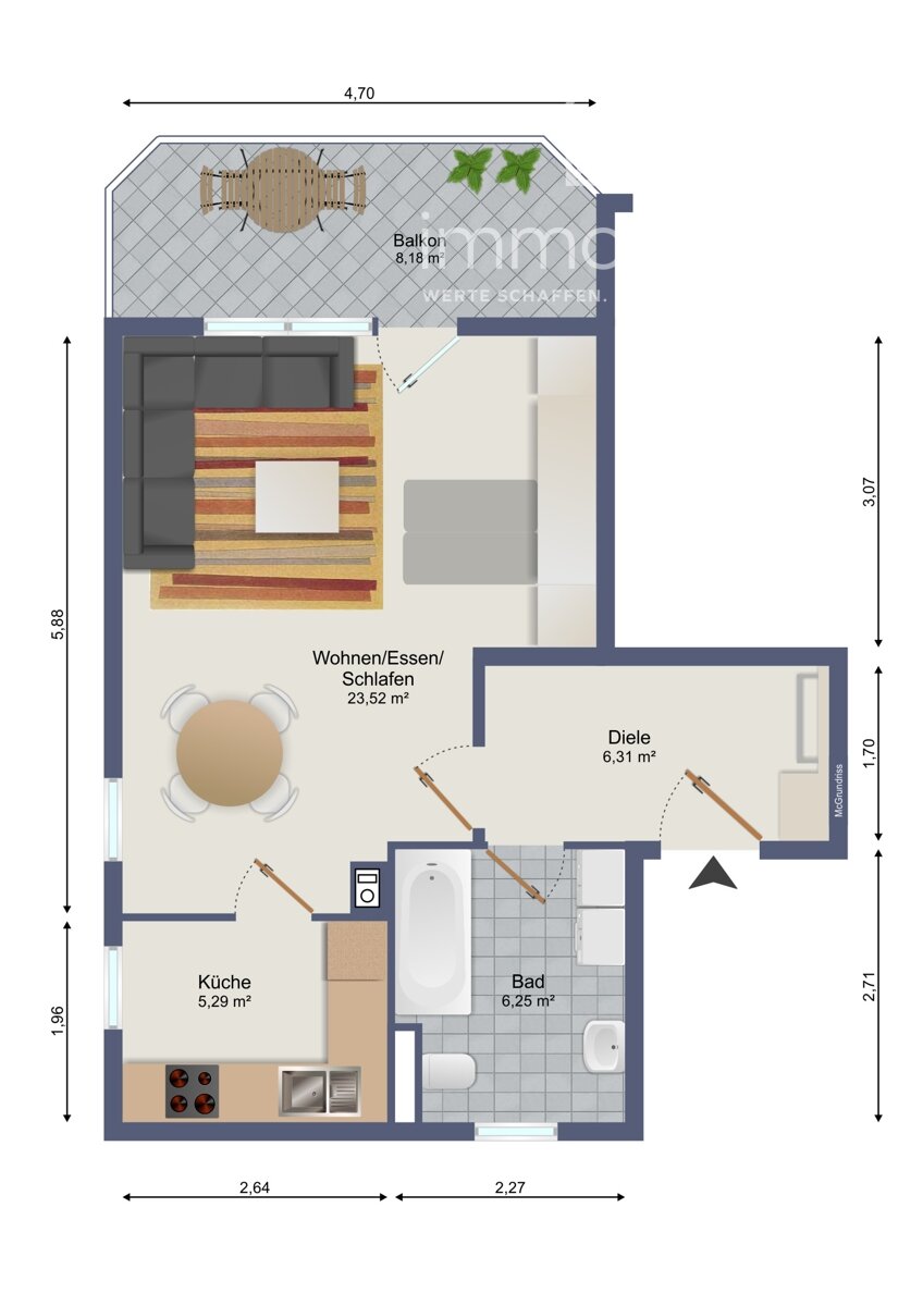 Wohnung zum Kauf 95.000 € 1 Zimmer 44 m²<br/>Wohnfläche Bockenheim a.d. Weinstraße 67278