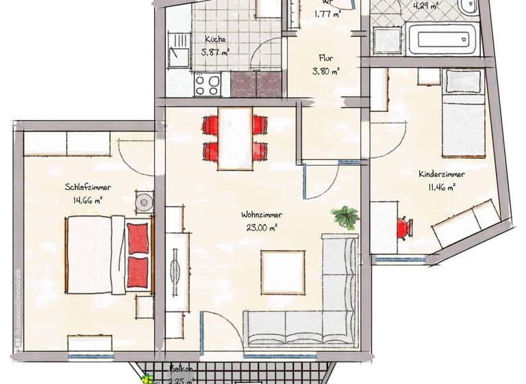 Wohnung zum Kauf 220.000 € 3 Zimmer 67 m² Reinbek 21465