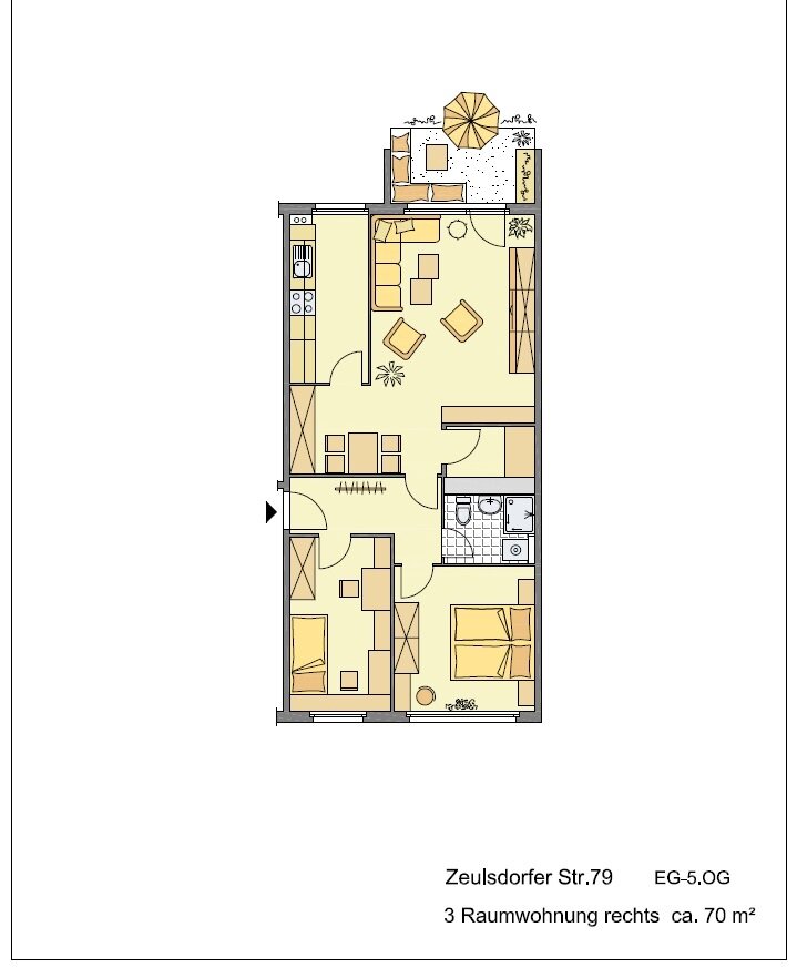 Wohnung zur Miete 400 € 3 Zimmer 69,9 m²<br/>Wohnfläche 4.<br/>Geschoss Zeulsdorfer Straße 79 Lusan - Eichenstraße Gera 07549