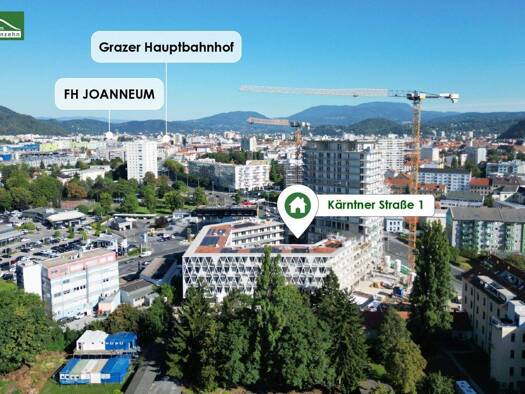 Wohnung zur Miete - Erstbezug 1.100 € 4 Zimmer 97,6 m² 3. Geschoss frei ab 01.05.2026 Kärntner Straße 1 Gries Graz 8020