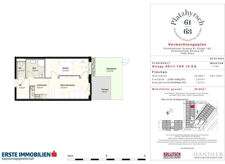 Wohnung zur Miete 682 € 2 Zimmer 49 m² EG Hirschstettner Straße 61 Wien,Donaustadt 1220