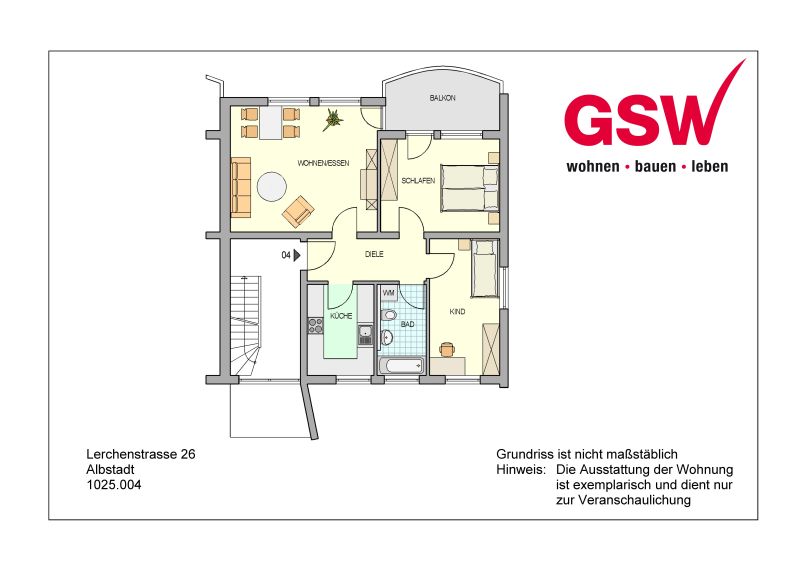 Wohnung zur Miete 592 € 3 Zimmer 74 m²<br/>Wohnfläche 4.<br/>Geschoss 01.03.2025<br/>Verfügbarkeit Lerchenstraße 26 Ebingen Albstadt 72458