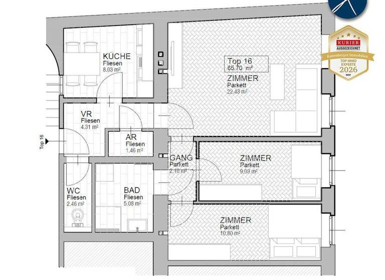 WG-Zimmer zum Kauf - Erstbezug 282.000 € 3 Zimmer 67 m² 2. Geschoss Wien,Rudolfsheim-Fünfhaus 1150