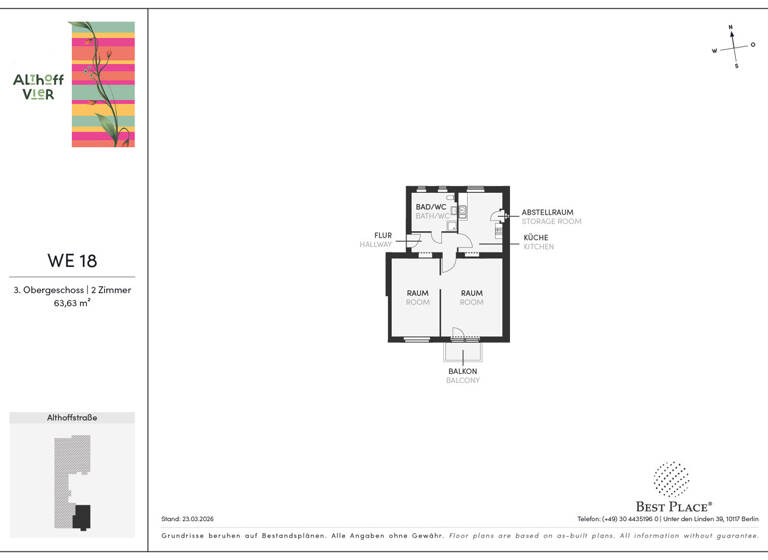 Wohnung zum Kauf provisionsfrei 395.000 € 2 Zimmer 63,6 m² 3. Geschoss Althoffstraße 4 Steglitz Berlin 12169