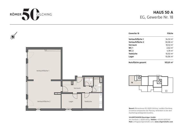 Verkaufsfläche zum Kauf - Erstbezug provisionsfrei 4.768 € 65,5 m² Verkaufsfläche Römerstraße 50 A Gilching 82205