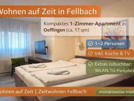 Wohnung zur Miete Wohnen auf Zeit 830 € 1 Zimmer 25 m² frei ab sofort Hofener Str. 0 Oeffingen Fellbach-Oeffingen 70736