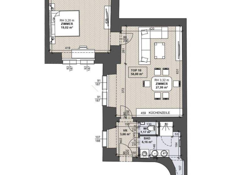 Wohnung zur Miete 1.595 € 2 Zimmer 58 m² 1. Geschoss Ballgasse Wien 1010