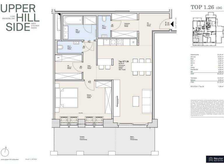 Wohnung zum Kauf - Erstbezug 1.075.000 € 2 Zimmer 83,1 m² Obersteinergasse Wien 1190