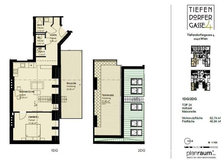 Wohnung zum Kauf - Erstbezug 499.000 € 2 Zimmer 62,9 m² 4. Geschoss Wien 1140