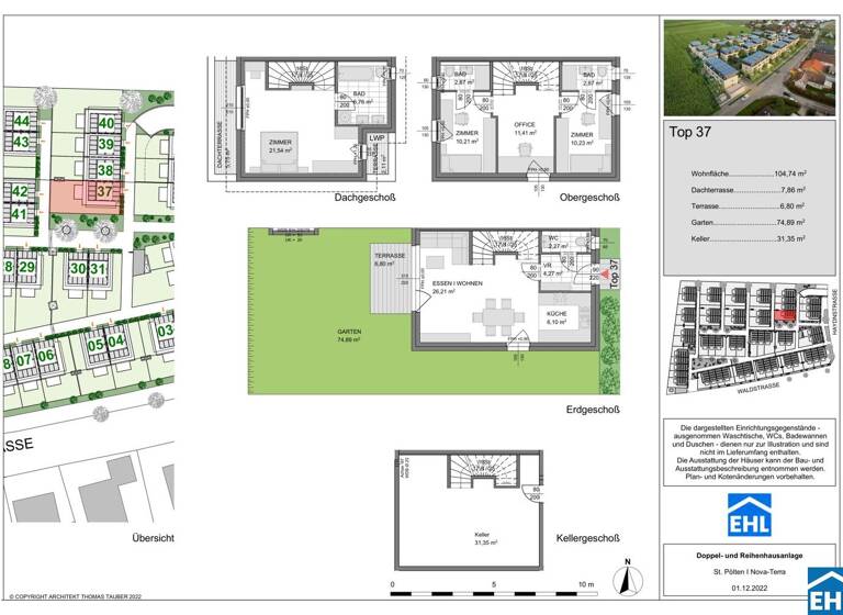 Reihenmittelhaus zum Kauf - Erstbezug 464.900 € 4 Zimmer 104,7 m² Waldstraße St. Pölten 3100