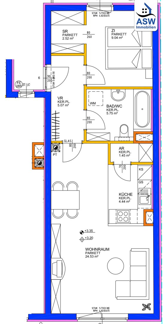 Wohnung zur Miete 608 € 2 Zimmer 52,8 m²<br/>Wohnfläche 1.<br/>Geschoss Andreas-Hofer-Platz Waldegg Linz 4020