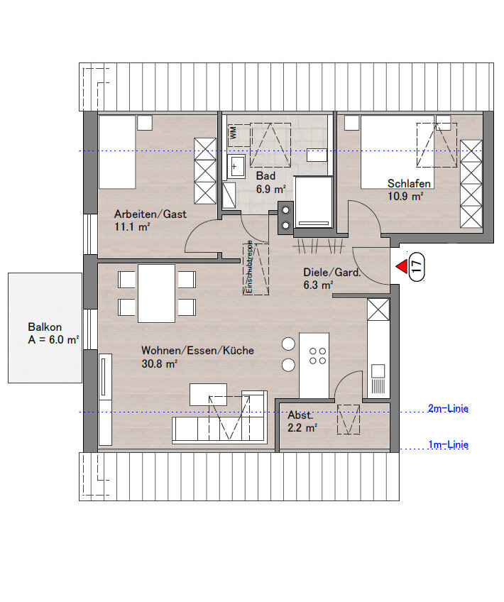 Wohnung zum Kauf 275.000 € 3 Zimmer 71 m²<br/>Wohnfläche 2.<br/>Geschoss Haunsheim Haunsheim 89437